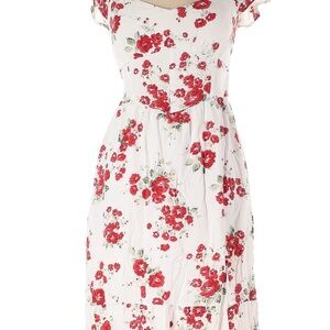 Hollister Red and White Floral Midi Dress